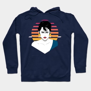 Patrick Nagel Style Vaporwave Portrait Hoodie